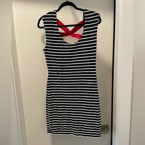 Guess Navy  and White Striped Dress with Red Accent